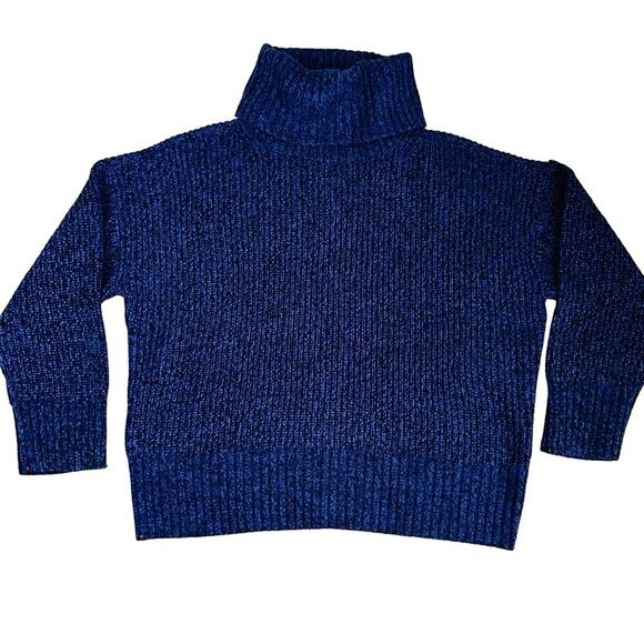 Sanctuary Blue Marled Chunky Knit Turtleneck Sweater Women’s Size L NWT - Picture 1 of 11